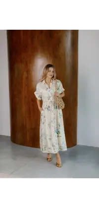 Сукня-міді з віскози. Колір: Білий