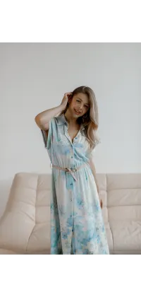 Довга сукня з акварельно-блакитним принтом. Колір: Блакитний