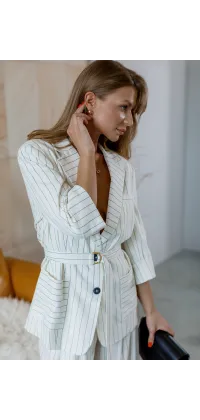 Піджак у вертикальну смужку з льону та віскози від італійського бренду IMPERIAL, одяг від Jador