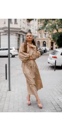 Бежева сукня об'ємними рукавами IMPERIAL, одяг від Jador