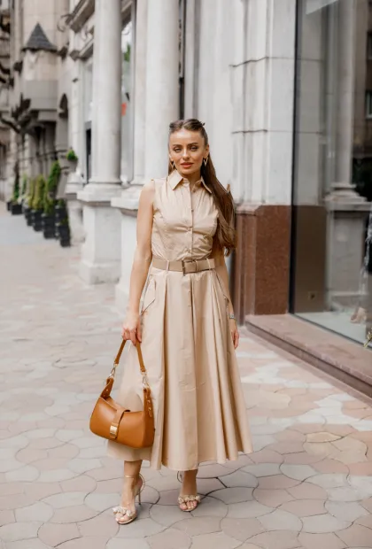 Бавовняна бежева сукня IMPERIAL