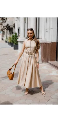 Бавовняна бежева сукня IMPERIAL. Доступні розміри: XS, L