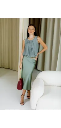 Французька шовкова блуза. Колір: Хакі