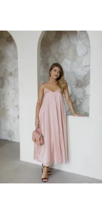 Романтична довга сукня в стилі slip dress на тонких бретелях, вільний А-силует із плавним розширенням донизу, одяг від Jador