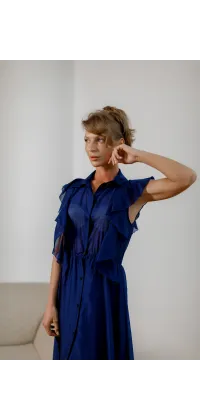 Сапфірова сукня з воланами. Колір: Синій