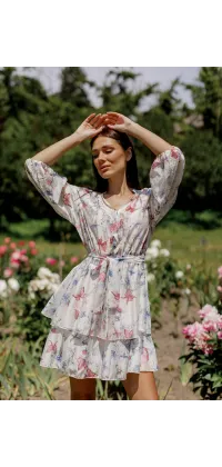 Сукня з ярусною спідницею. Колір: Бежевий