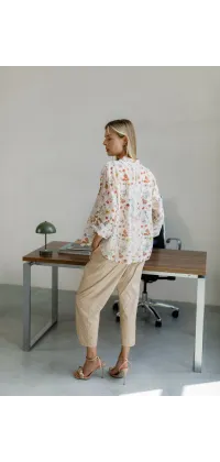 Італійські котонові штани. Колір: Бежевий