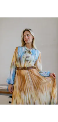 Сукня з акварельним принтом. Колір: Помаранчевий