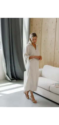 Сукня-сорочка з льону з вишитою кишенею, одяг від Jador