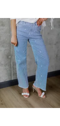 Французькі смугасті джинси. Колір: Біло-синій