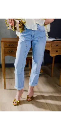 Французькі джинси бойфренди. Колір: Блакитний