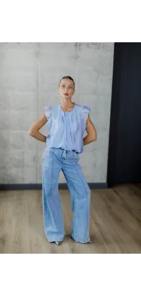 Блуза з рюшами. Колір: Блакитний