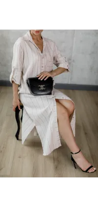 Лляна сукня в смужку, вільного крою – Франція, одяг від Jador