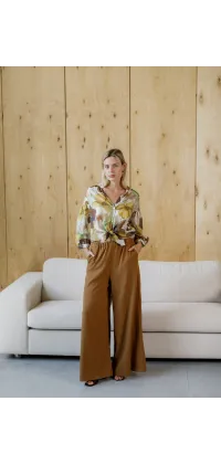 Палаццо з легкої віскози кольору карамелі, одяг від Jador