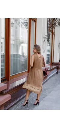 Сукня з натурального льону. Колір: Карамельний