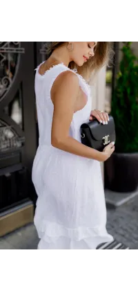 Біла лляна сукня. Доступні розміри: 