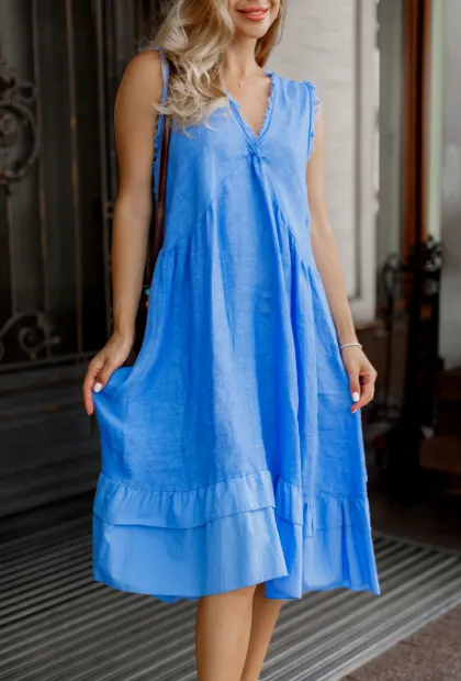 Лляна сукня міді