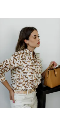 Класична сорочка з принтом. Колір: Бежевий