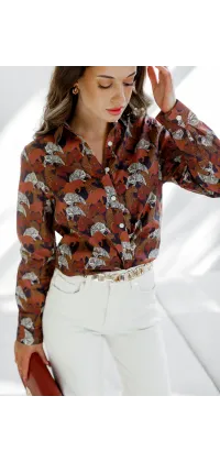 Сорочка з принтом леопардів. Колір: Бордовий