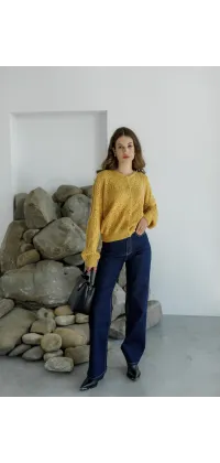 Французький ажурний кардиган. Колір: Жовтий