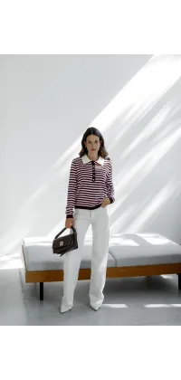 Французький джемпер-поло. Колір: Бордовий