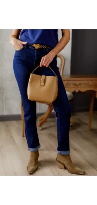 Прямі темно-сині джинси з високою посадкою та підворотами, виготовлені у Франції., одяг від Jador