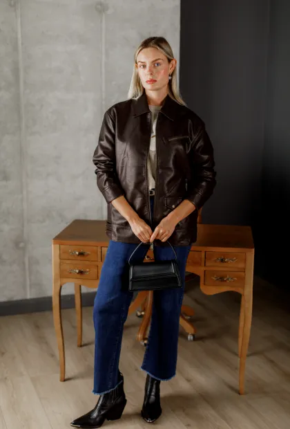 Французька куртка з екошкіри