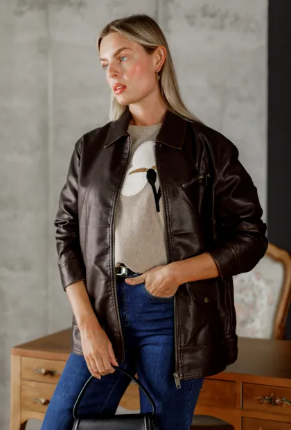 Французька куртка з екошкіри