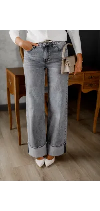 Джинси з широким підворотом. Колір: Сірий