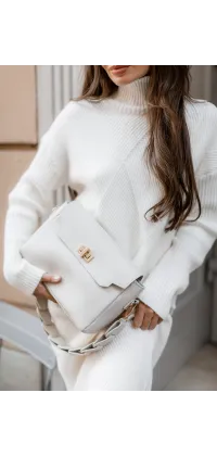 Елегантний в'язаний костюм двійка від французького виробника в ніжному молочному кольорі, одяг від Jador