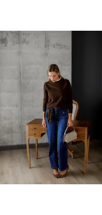 Французький светр з комірцем. Колір: Коричневий