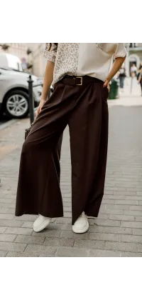 Штани палаццо з поясом. Колір: Коричневий