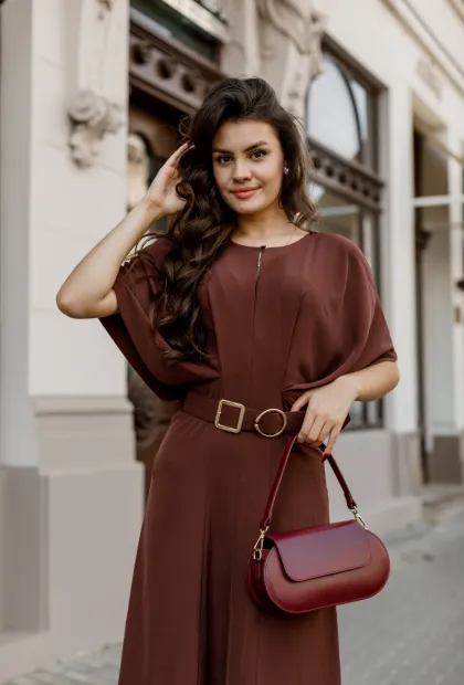 Шоколадна сукня міді