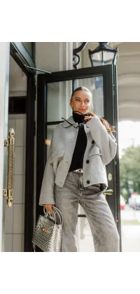 Укорочений французький жакет. Колір: Сірий