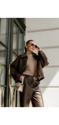 Шоколадні штани прямого крою. Доступні розміри: 