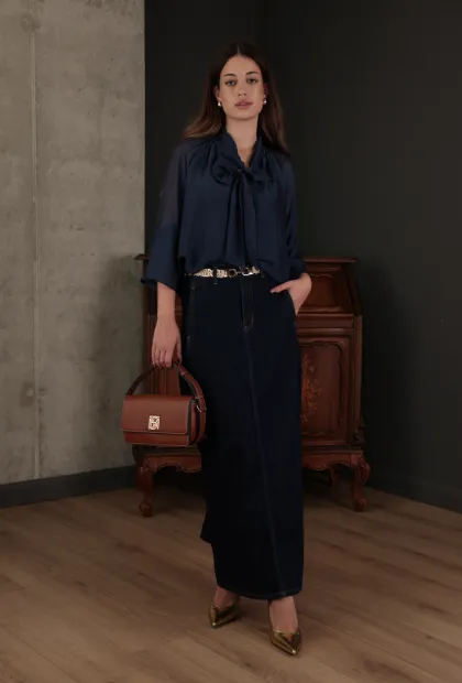 Джинсова спідниця максі