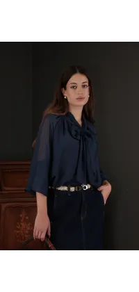 Джинсова спідниця максі. Колір: Синій