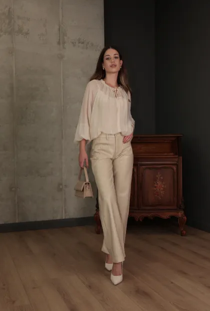 Прямі штани з екошкіри