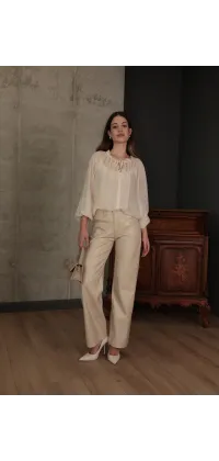 Прямі штани з екошкіри, одяг від Jador