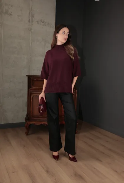 Прямі штани з  екошкіри