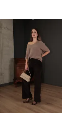 Чорні вельветові джинси прямого крою з високою посадкою., одяг від Jador