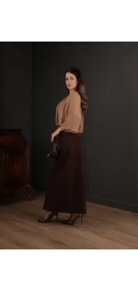 Шовковиста блуза з повітряними рукавами та зав’язкою біля горловини, одяг від Jador