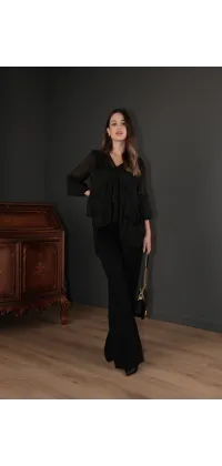 Шифонова блуза. Колір: Чорний