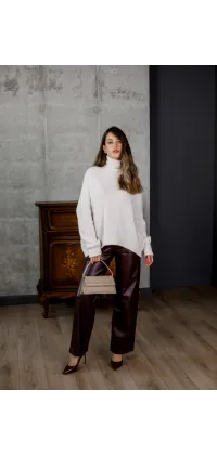 Штани з екошкіри. Колір: Бордовий