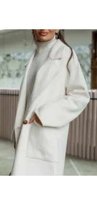 Французьке пальто молочного кольору з вовною, одяг від Jador