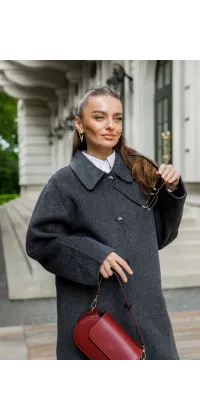 Пальто з відкладним коміром. Колір: Сірий