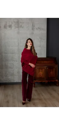 Вельветові штани бордо, одяг від Jador