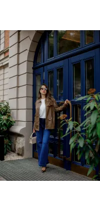 Жакет з екошкіри. Колір: Карамельний