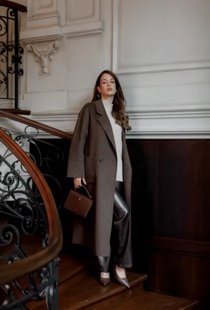 Шоколадне пальто максі