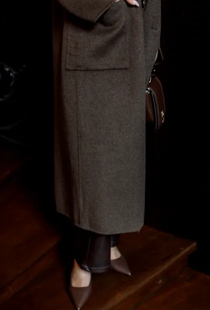 Шоколадне пальто максі